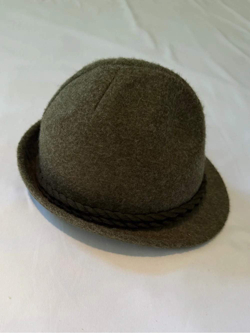 Alpine Olive Bowler Hat with Braided Band